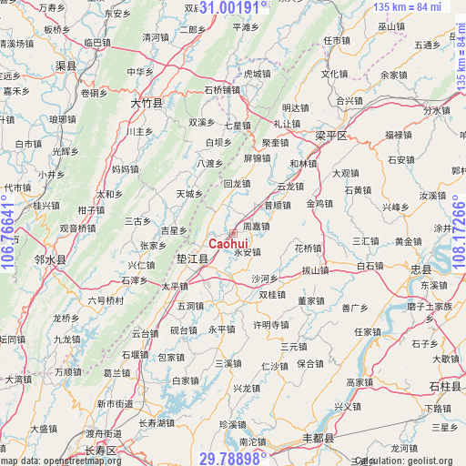 Caohui on map