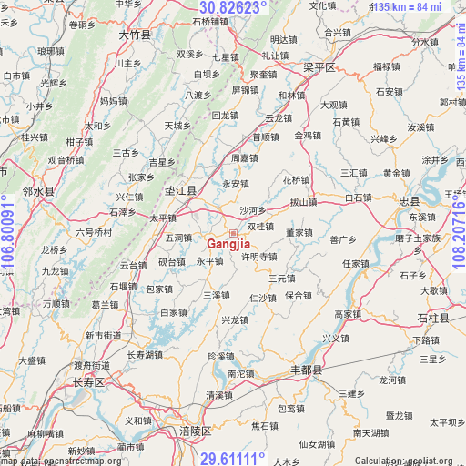 Gangjia on map