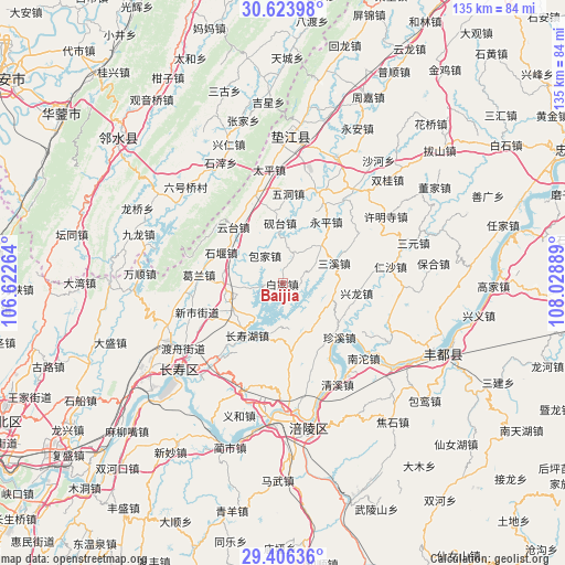 Baijia on map