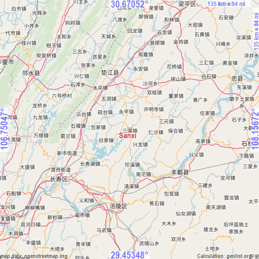 Sanxi on map