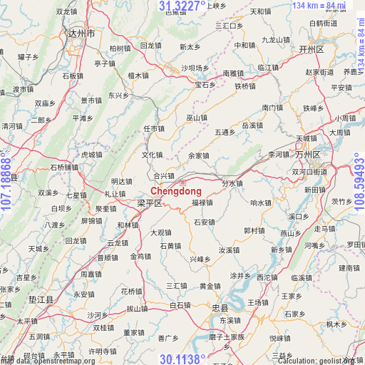 Chengdong on map