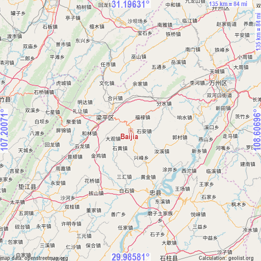 Baijia on map