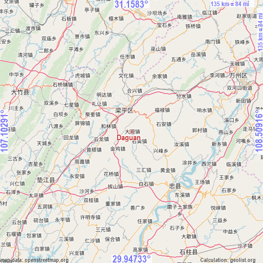Daguan on map