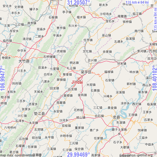 Jindai on map