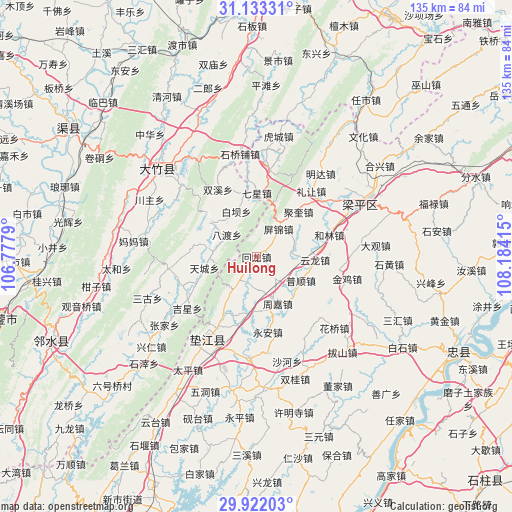 Huilong on map