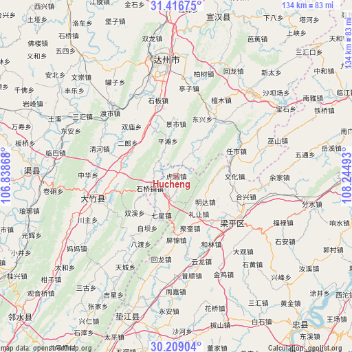 Hucheng on map