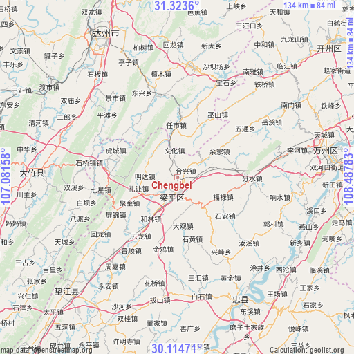 Chengbei on map