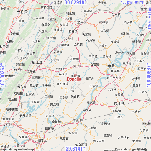 Dongjia on map