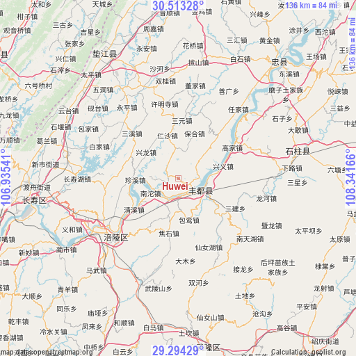 Huwei on map