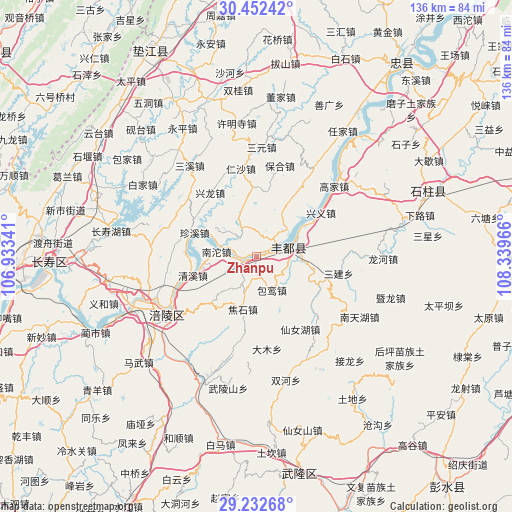 Zhanpu on map