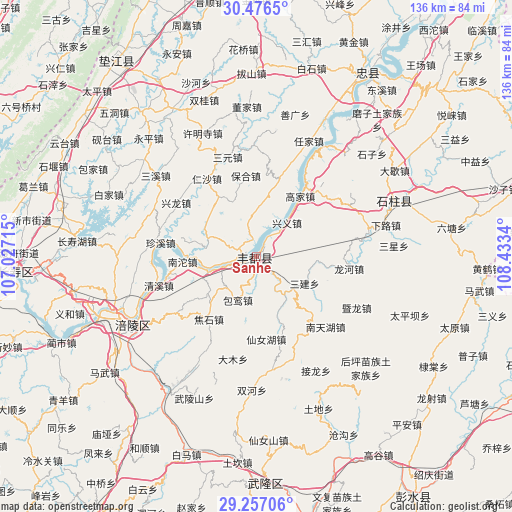 Sanhe on map