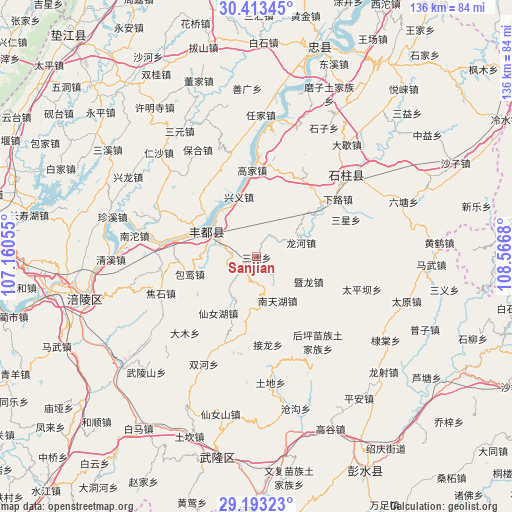 Sanjian on map