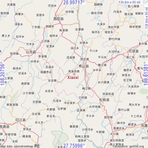 Xiaoxi on map