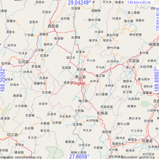 Pingkai on map