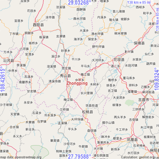 Zhongping on map