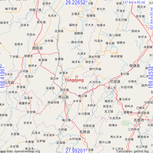 Yongdong on map