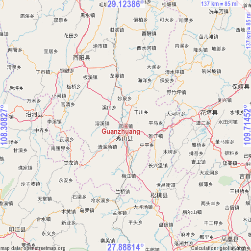 Guanzhuang on map