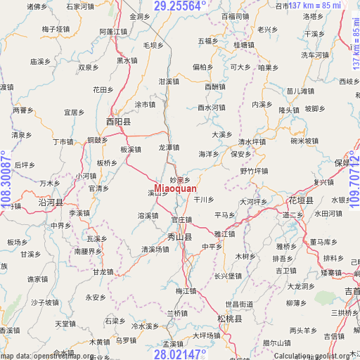 Miaoquan on map