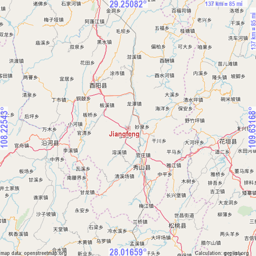 Jiangfeng on map