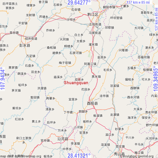 Shuangquan on map