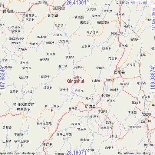 Qingshui on map