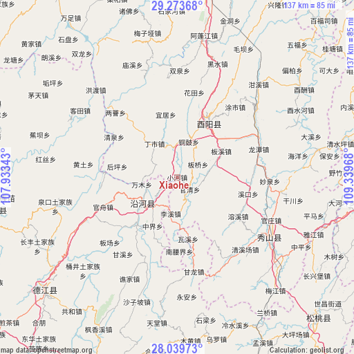 Xiaohe on map