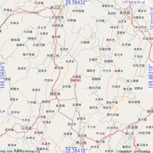 Ganxi on map