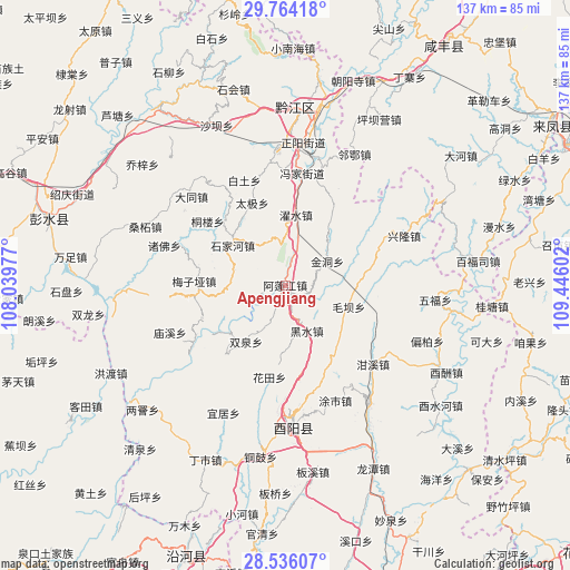 Apengjiang on map