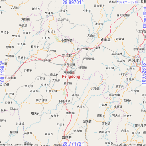 Pengdong on map