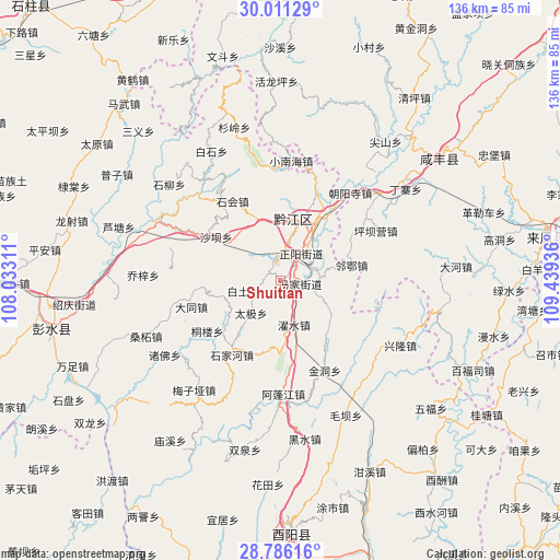 Shuitian on map