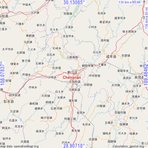 Chengnan on map