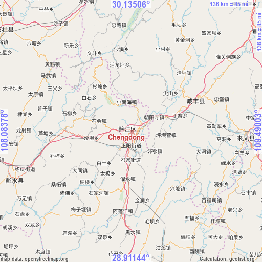 Chengdong on map