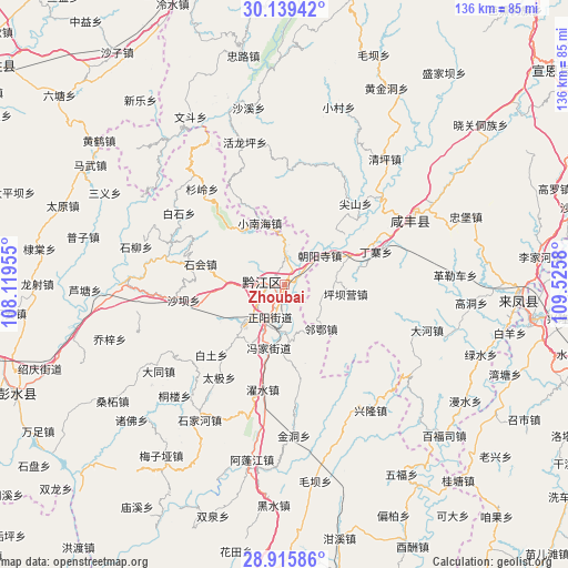 Zhoubai on map