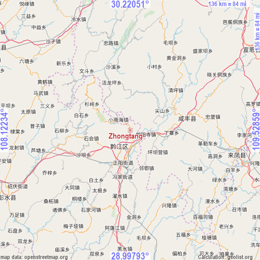 Zhongtang on map