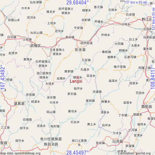 Langxi on map