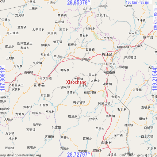 Xiaochang on map