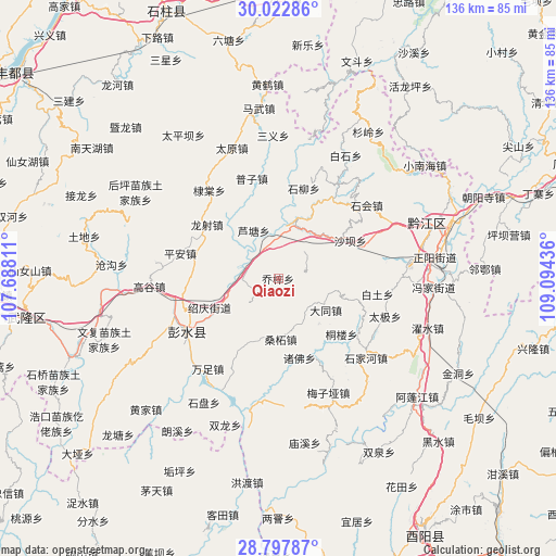 Qiaozi on map