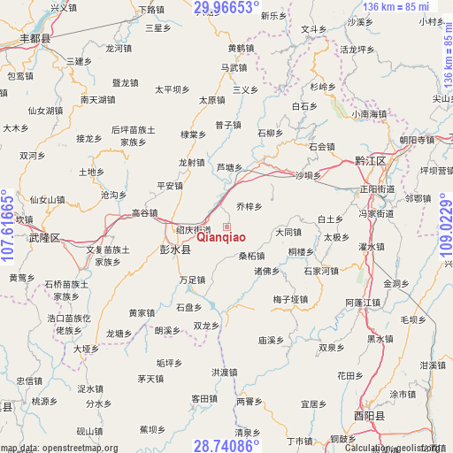 Qianqiao on map