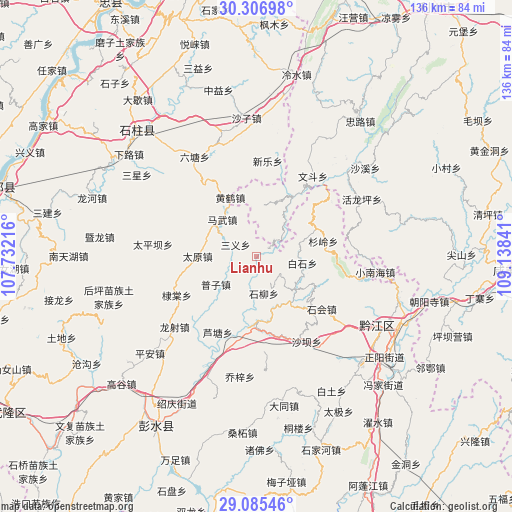 Lianhu on map