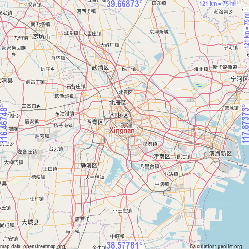 Xingnan on map