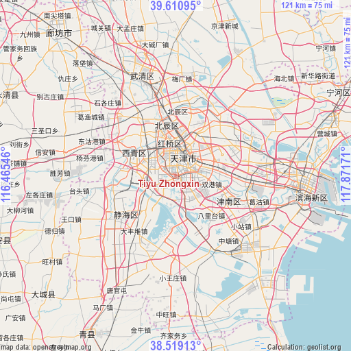 Tiyu Zhongxin on map