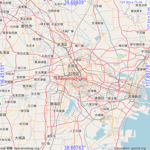 Shaogongzhuang on map