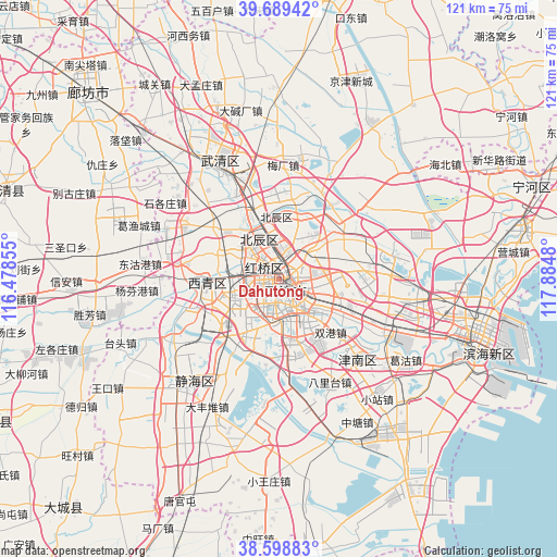 Dahutong on map