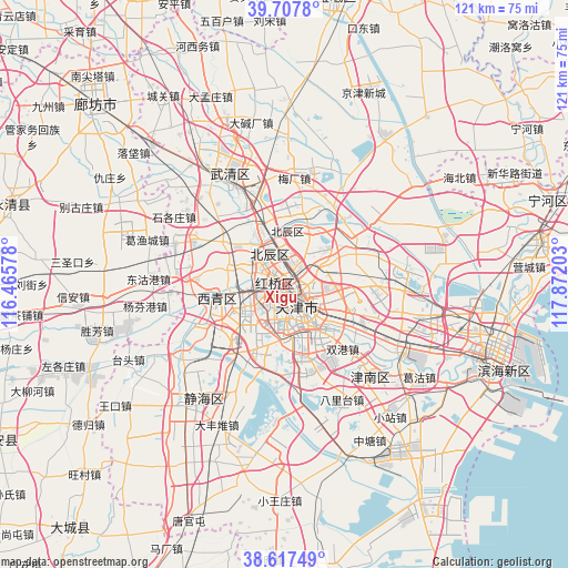 Xigu on map