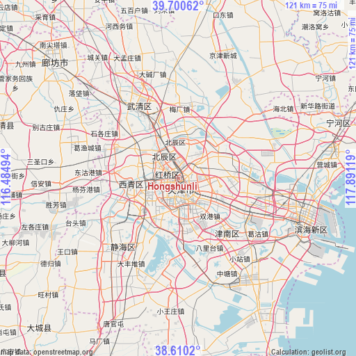 Hongshunli on map