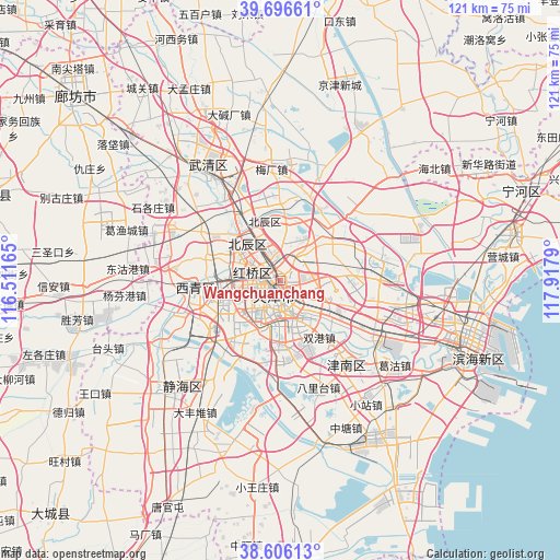 Wangchuanchang on map