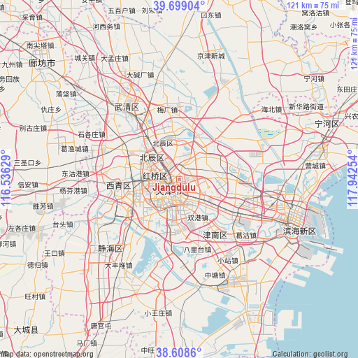 Jiangdulu on map