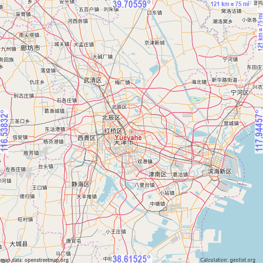 Yueyahe on map