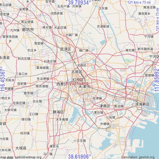 Xiyuzhuang on map