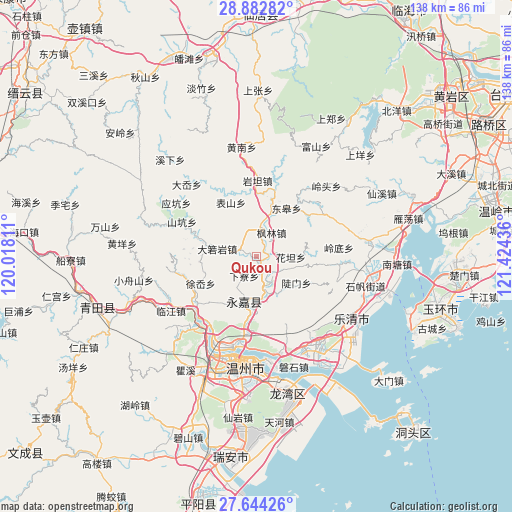 Qukou on map